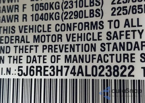 2010 Honda Cr-V Ex-L z USA, uszkodzony, nr VIN 5J6RE3H74AL023822